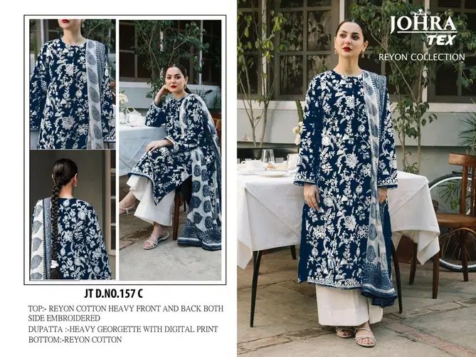 JT 157 Johra Rayon Cotton Embroidery Pakistani Suits Wholesale Online